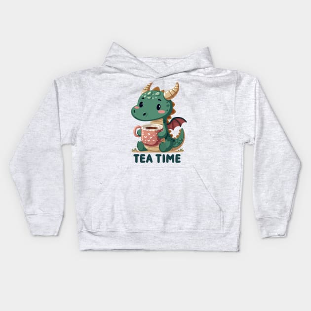 Tea Time: Dragon's Delightful Brew Kids Hoodie by SimplyIdeas